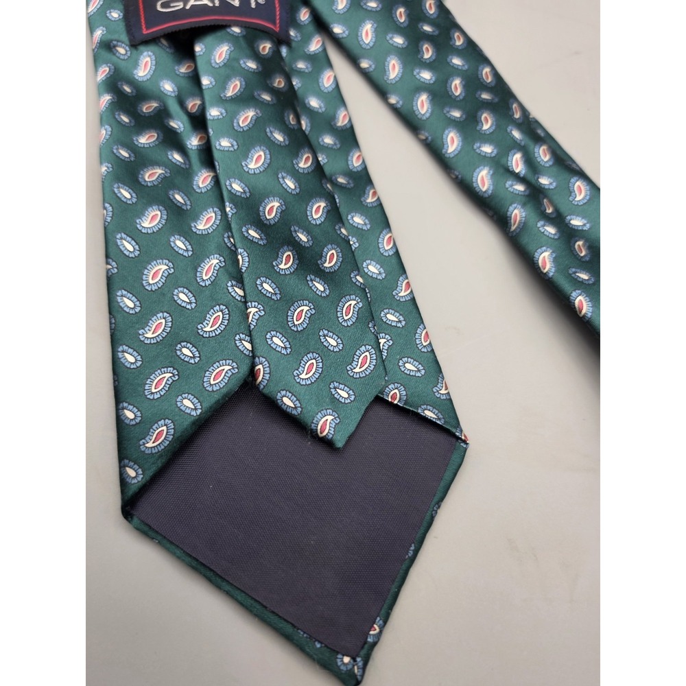GANT Men's Silk Tie Green Teal Paisley Blue Red Classic Neck Tie 3.5" - Picture 5 of 8